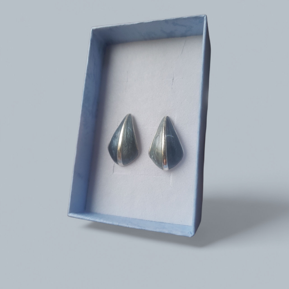 Unique Silver And Blue Earrings